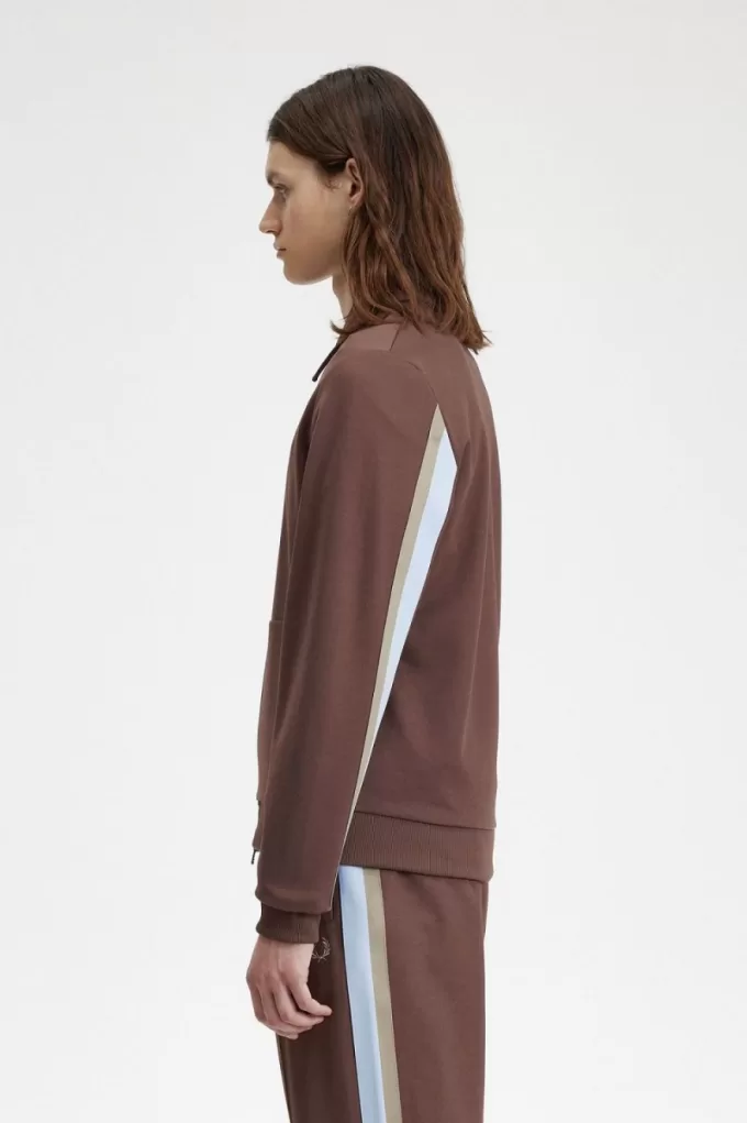 Tape Detail Collared Herren-Trainingsjacken Dunkelrot