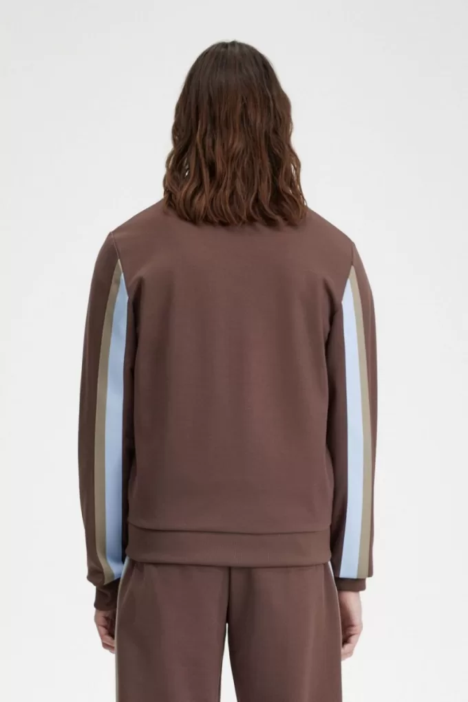 Tape Detail Collared Herren-Trainingsjacken Dunkelrot