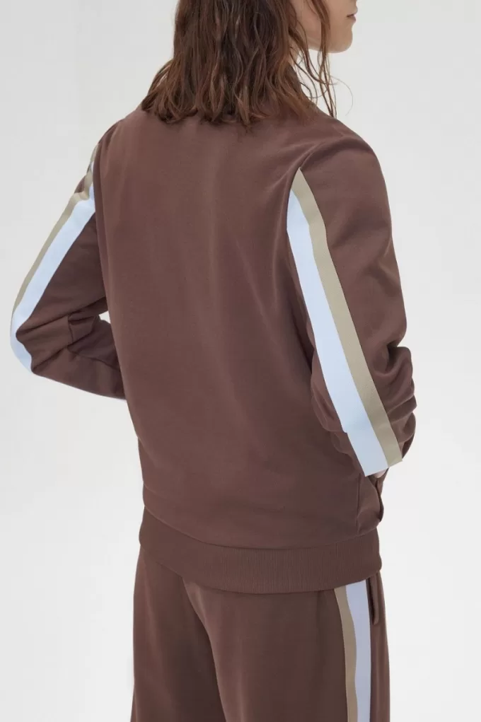 Tape Detail Collared Herren-Trainingsjacken Dunkelrot