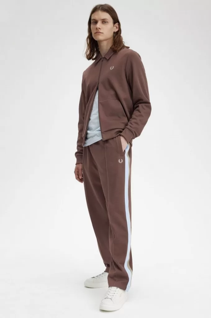 Tape Detail Collared Herren-Trainingsjacken Dunkelrot