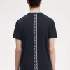 Tape Detail Herren T-Shirt Marineblau
