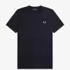 Tape Detail Herren T-Shirt Marineblau