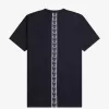 Tape Detail Herren T-Shirt Marineblau