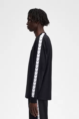 Taped Long Sleeve Herren T-Shirt Schwarz