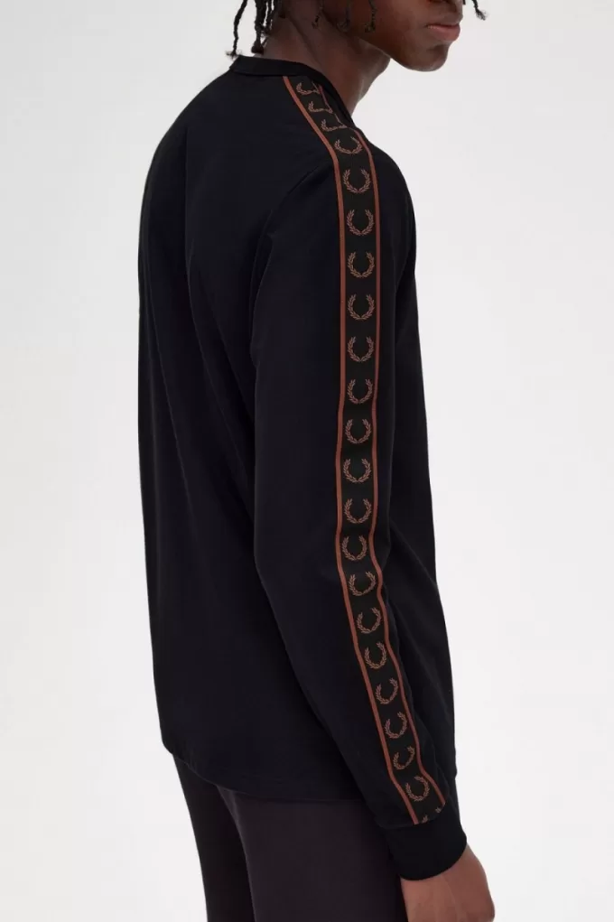 Taped Long Sleeve Herren T-Shirt Schwarz Whiskey Braun