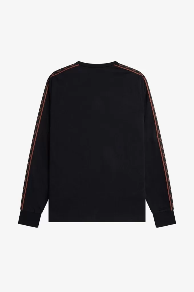 Taped Long Sleeve Herren T-Shirt Schwarz Whiskey Braun