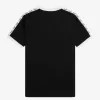 Taped Ringer Damen T-Shirt Schwarz