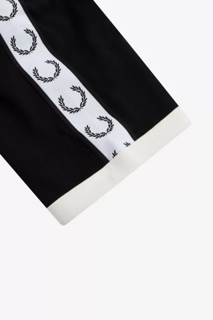 Taped Ringer Damen T-Shirt Schwarz