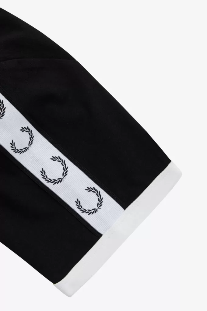 Taped Ringer Damen T-Shirt Schwarz