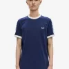Taped Ringer Herren T-Shirt Carbon Blue