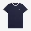 Taped Ringer Herren T-Shirt Carbon Blue