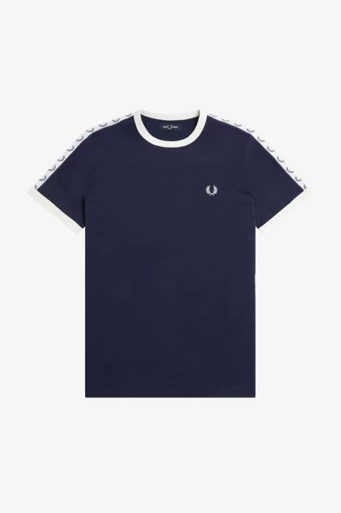 Taped Ringer Herren T-Shirt Carbon Blue