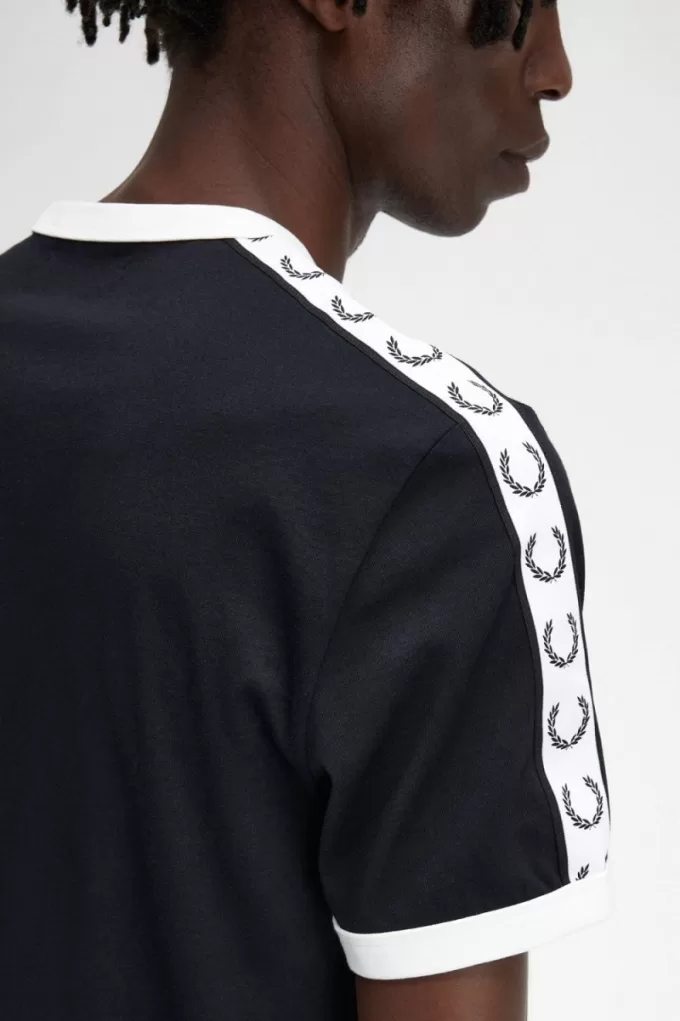 Taped Ringer Herren T-Shirt Schwarz