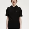 Textured Zip Neck Herren-Poloshirt Schwarz Textured Zip Neck Herren-Poloshirt Schwarz