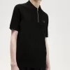 Textured Zip Neck Herren-Poloshirt Schwarz Textured Zip Neck Herren-Poloshirt Schwarz