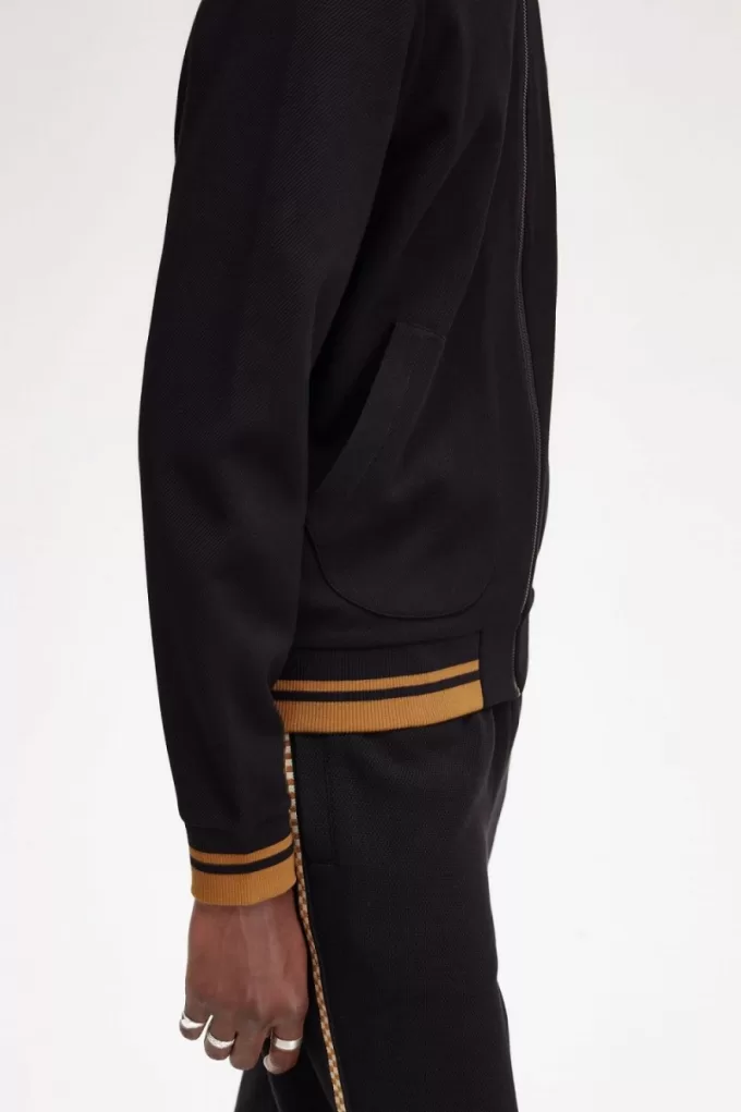 Tipped Detail Herren-Trainingsjacken Schwarz Tipped Detail Herren-Trainingsjacken Schwarz