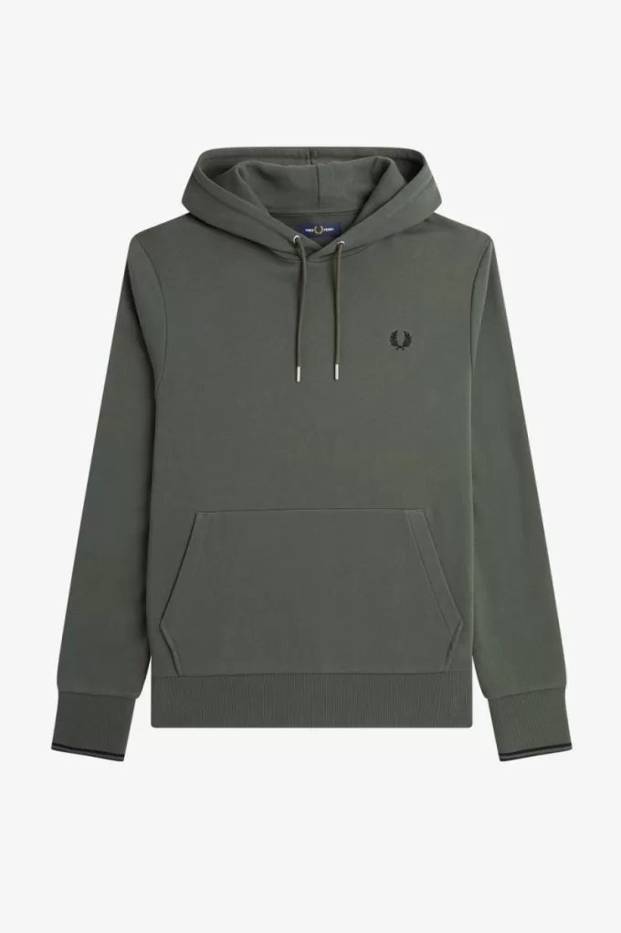 Tipped Hooded Herren-Sweatshirt Field Green