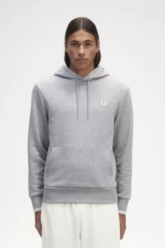 Tipped Hooded Herren-Sweatshirt Grau