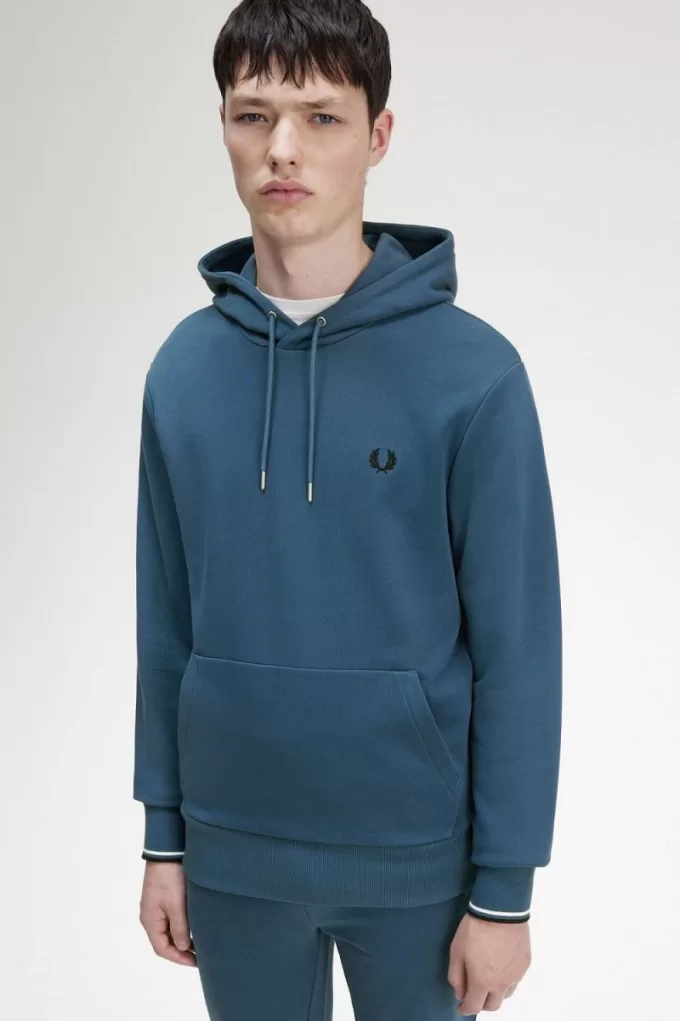 Tipped Hooded Herren-Sweatshirt Mitternachtsblau