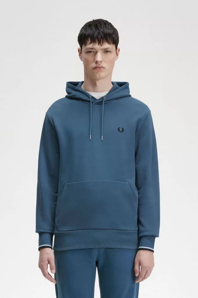 Tipped Hooded Herren-Sweatshirt Mitternachtsblau