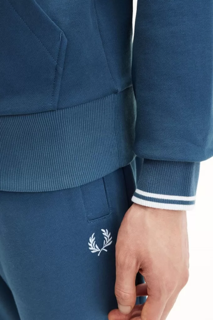 Tipped Hooded Herren-Sweatshirt Mitternachtsblau Hellaqua