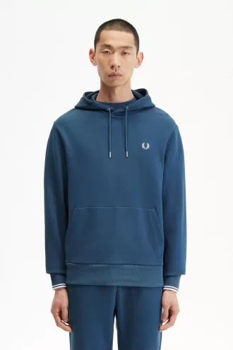 Tipped Hooded Herren-Sweatshirt Mitternachtsblau Hellaqua