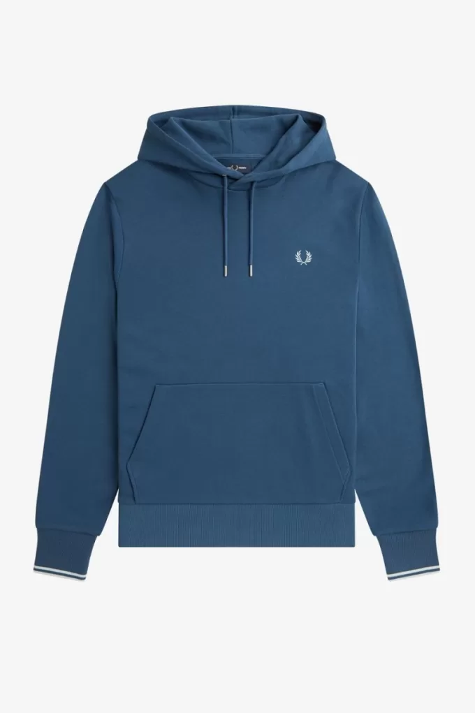 Tipped Hooded Herren-Sweatshirt Mitternachtsblau Hellaqua