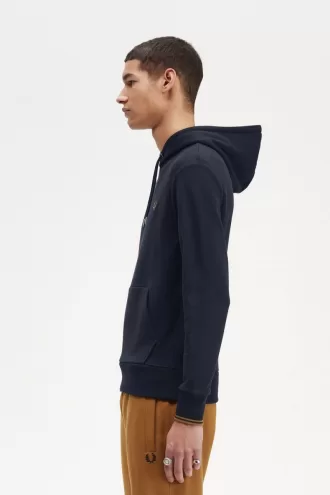 Tipped Hooded Herren-Sweatshirt Navy Dark Coffee