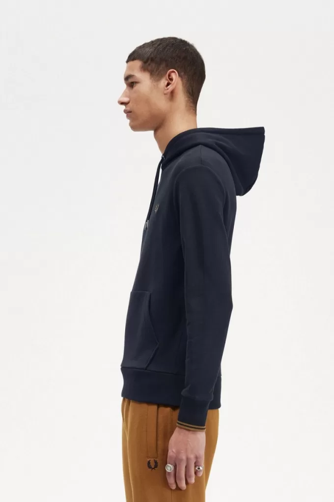 Tipped Hooded Herren-Sweatshirt Navy Dark Coffee