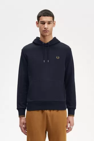 Tipped Hooded Herren-Sweatshirt Navy Dark Coffee