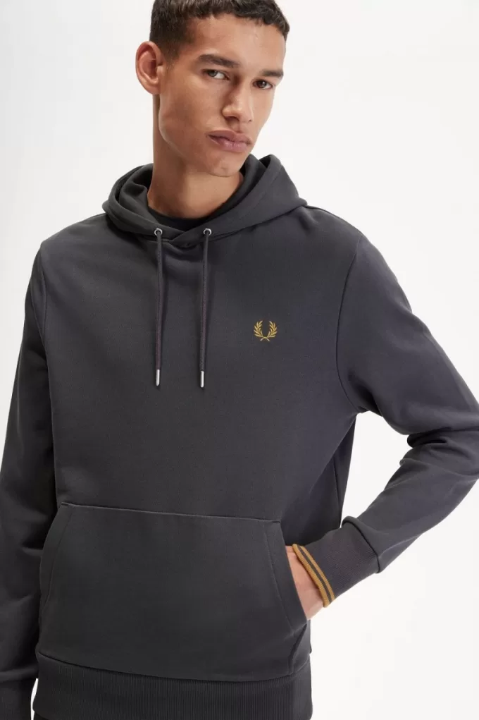 Tipped Hooded Herren Sweatshirts Anchor Grey Dark Coffee