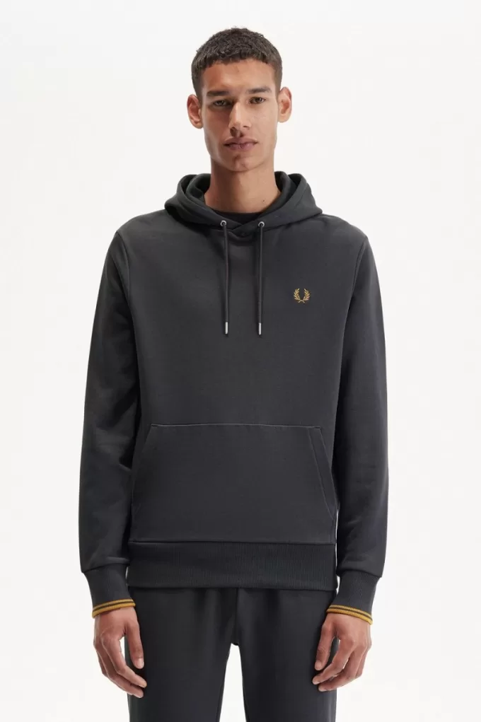 Tipped Hooded Herren Sweatshirts Anchor Grey Dark Coffee