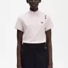 Tipped Piqué Damen-Poloshirt in Milchrosa