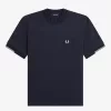 Tipped Sleeve Herren-T-Shirt, Marineblau