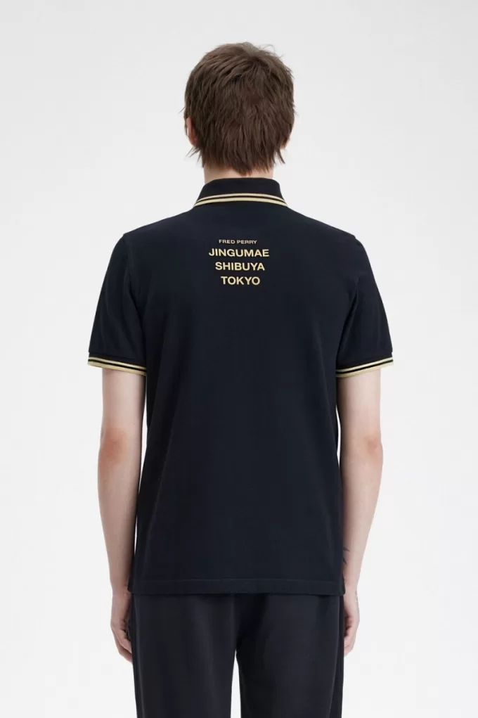 Tokyo M12 Herren Poloshirt Schwarz Champagner