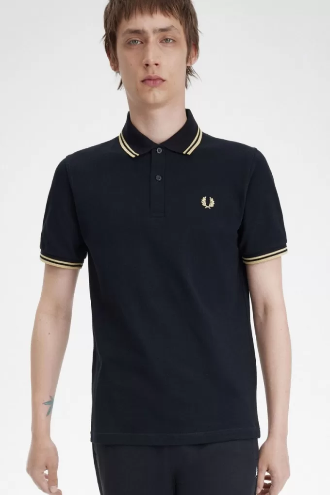 Tokyo M12 Herren Poloshirt Schwarz Champagner