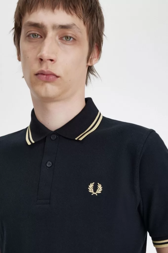 Tokyo M12 Herren Poloshirt Schwarz Champagner