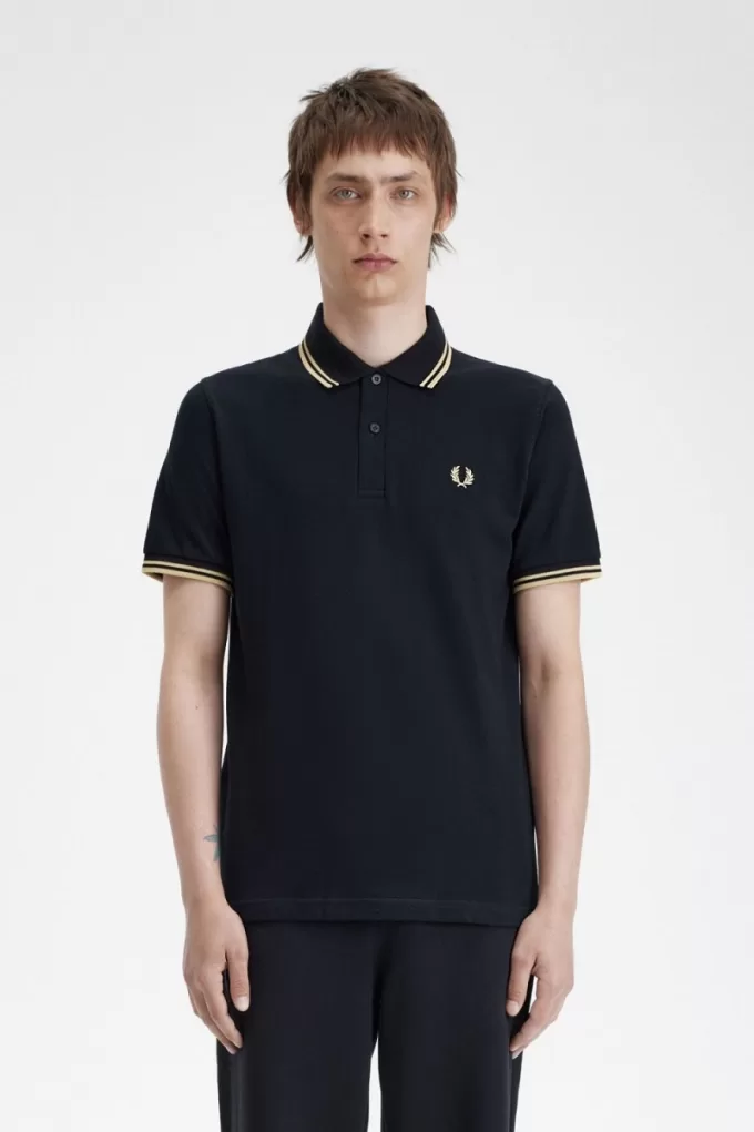 Tokyo M12 Herren Poloshirt Schwarz Champagner
