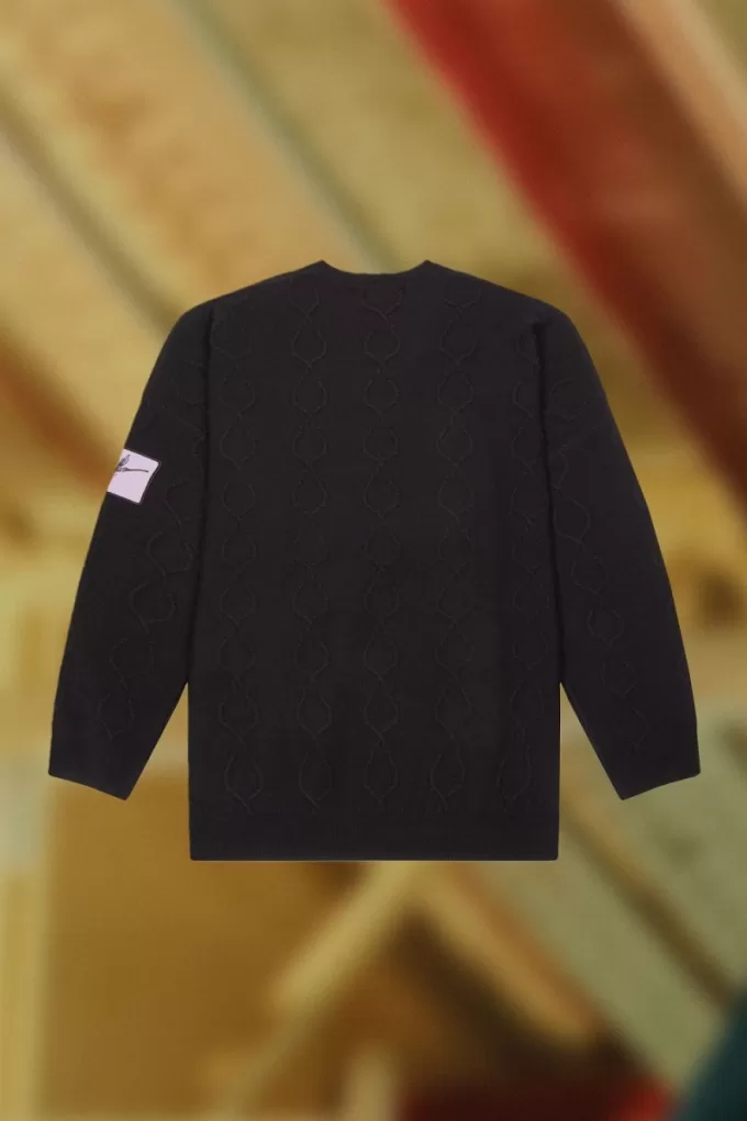 Übergroßer Laurel Wreath Herrenpullover Schwarz