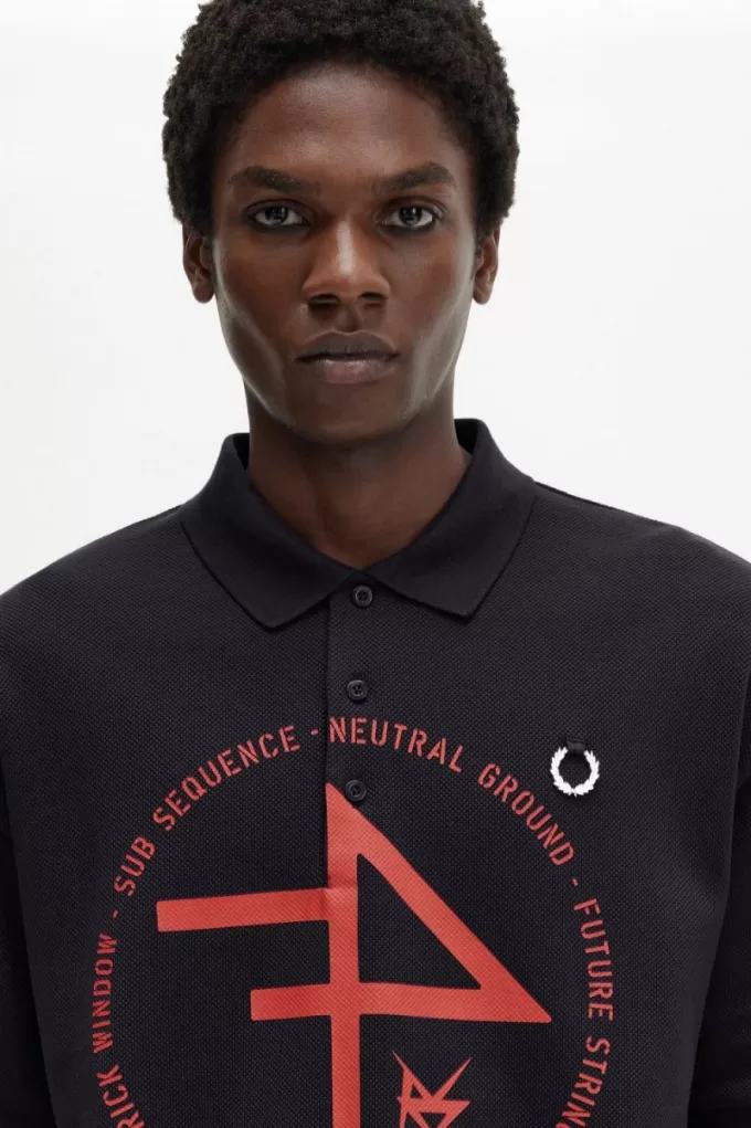 Übergroßes bedrucktes Herren-Poloshirt Marineblau