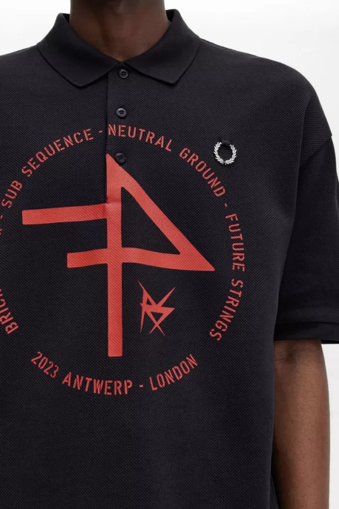 Übergroßes bedrucktes Herren-Poloshirt Marineblau