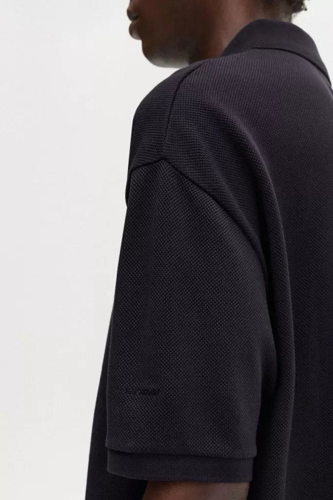 Übergroßes bedrucktes Herren-Poloshirt Marineblau