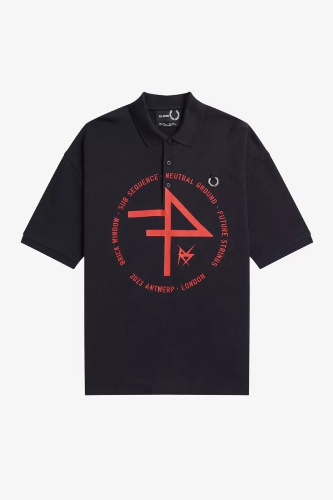 Übergroßes bedrucktes Herren-Poloshirt Marineblau