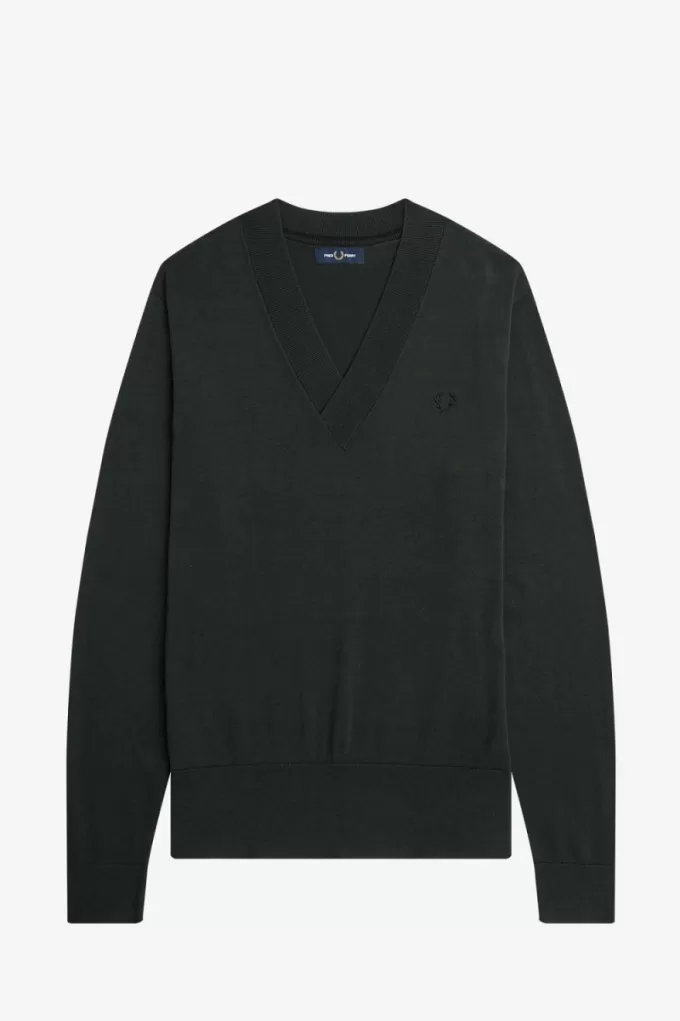 V-Ausschnitt Herrenpullover Nachtgrün