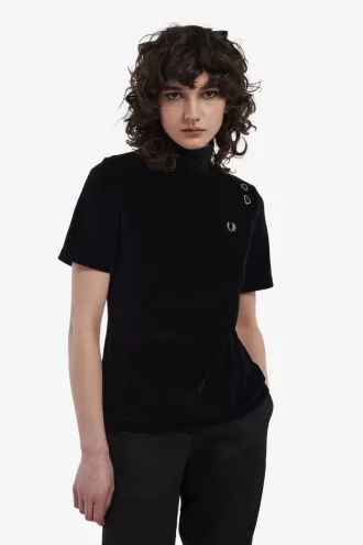 Velour Damen T-Shirt Schwarz Velour Damen T-Shirt Schwarz