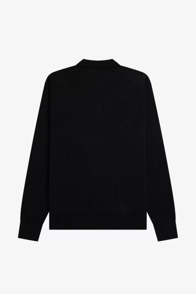 Vertikal gestreiftes gestricktes Herrenhemd Schwarz