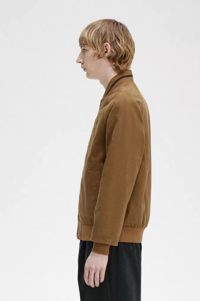 Waffle Cord Tennis Bomber Herrenjacken Braun