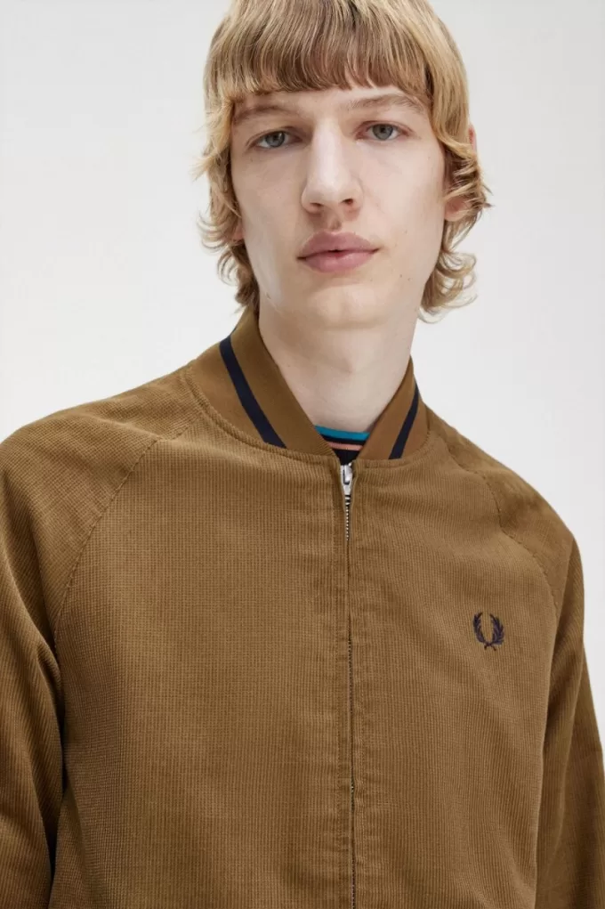 Waffle Cord Tennis Bomber Herrenjacken Braun