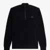 Waffle Stitch Half Zip Herrenpullover Navy