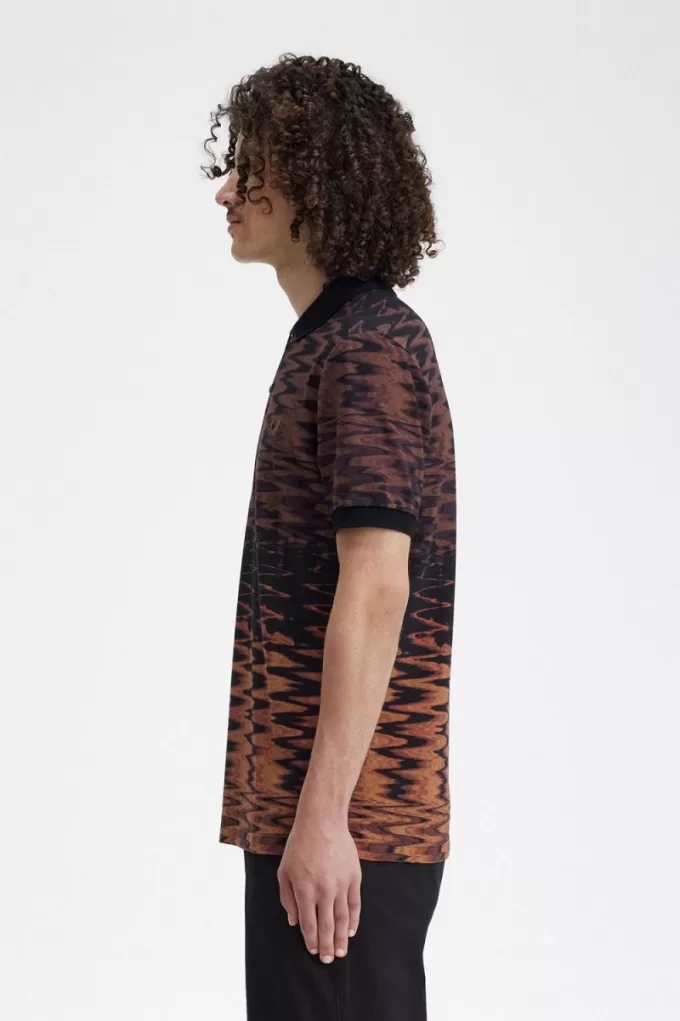 Wave Graphic Herren-Poloshirt Schwarz